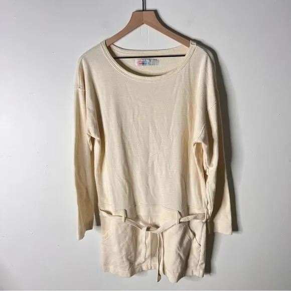 Free People Beach Cream Long Sleeve Sweatshirt Mini Dress size Medium