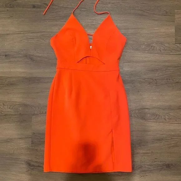 NEW REVOLVE ENDLESS ROSE Orange Cut Out Midi Dress
