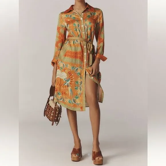 FARM Rio x Anthropologie Belted Shirt Dress