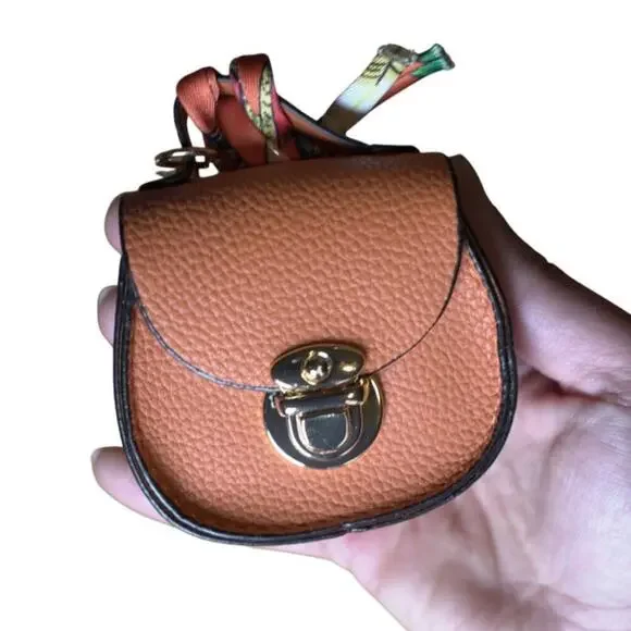 Bag Keychain Bag Charm Change Pouch Coin Purse Push Lock Clasp Orange Feminine