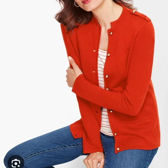 TALBOTS Merino Blend Military Sweater Jacket - 1XL