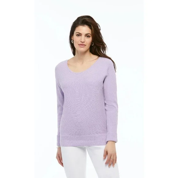 Women's Scoop Neck Lilac Sweater Size L Casual Spring Top Lavender ORLY NWT