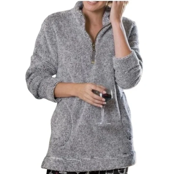 Soft Surroundings Plush Fleece quarter Zip Pullover soft comfort core Loungewear