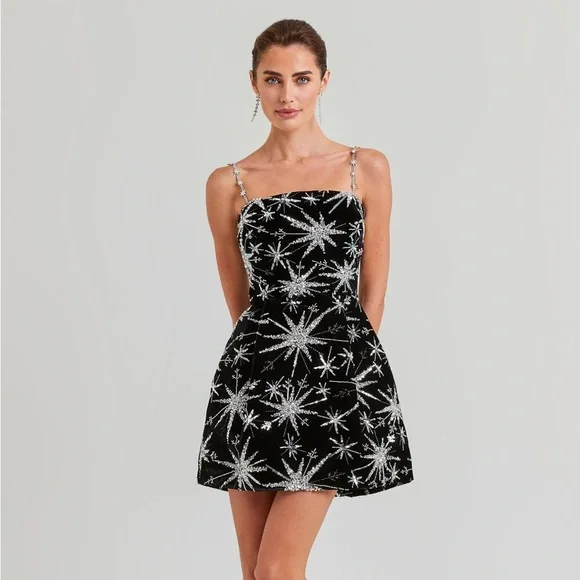 NADINE MERABI Stella Star Dress in Black XS