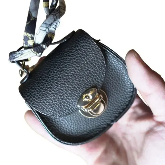Bag Keychain Bag Charm Change Pouch Coin Push Lock Clasp Black Goth Romance