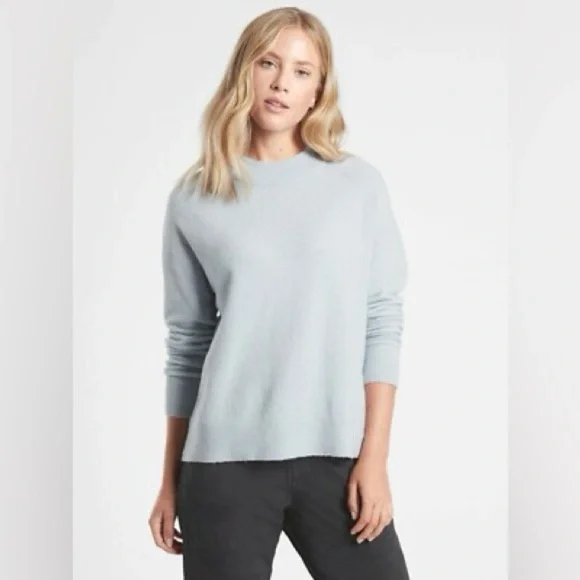 Athleta Merino Wool Extra Fine Hawthorn Crew Neck Sweater Womens Blue Size XS
