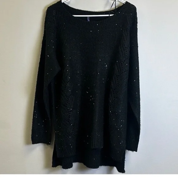 NYDJ Black Crew Neck Sweater with Relaxed Fit