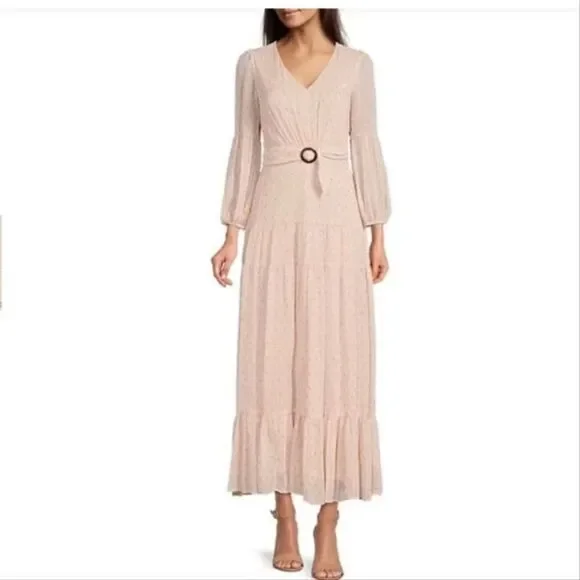 Taylor Pink Light Polka Dot Maxi Dress