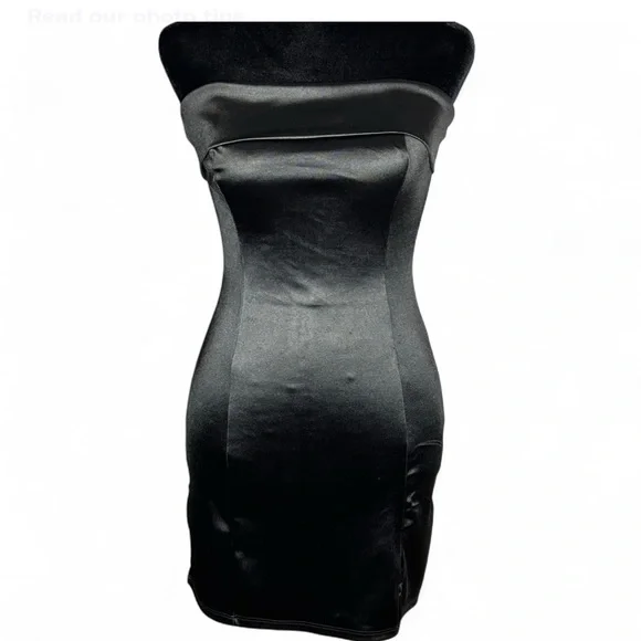 WINDSOR  Black Satin Strapless Mini Dress S, With Elegant Design. Good Condition