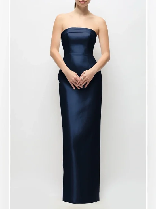 Alfred Sung Eliza Bow Back Strapless Satin Column Gown