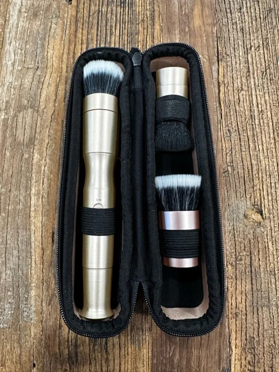 Travel Retractable Makeup Brush Set - Champagne Gold & Rose