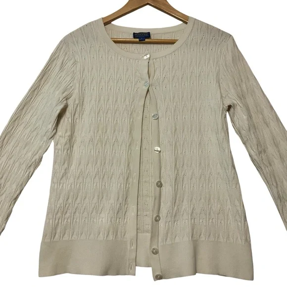 PENDLETON sz Small Silk Blend Cardigan Lightweight Cream Ivory