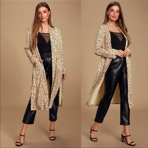 Cupcakes And Cashmere Arianne Leo Dot Duster Coat in Latte, XS