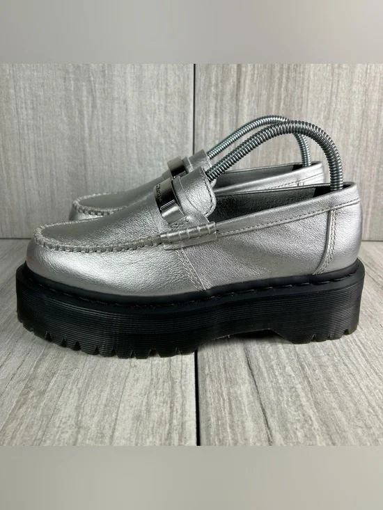 NEW Dr. Martens Docs Penton II Quad Platform  Loafer Shoe Silver Women’s Size 7
