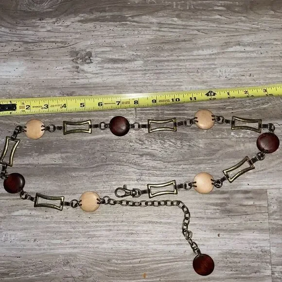 VINTAGE chain-wooden disks adjustable belt