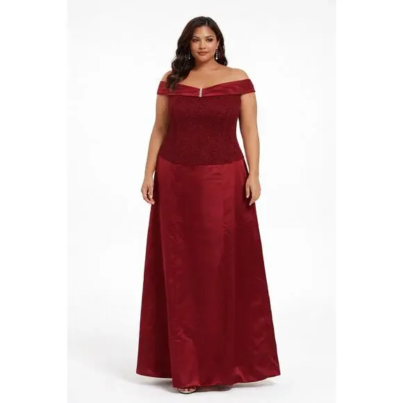 Vintage 1990s Patra Woman Ruby Red Glitter Evening Dress Size 20