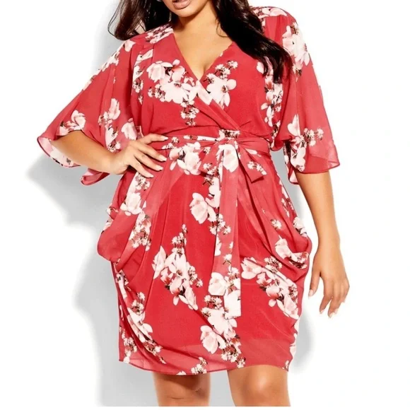 City Chic Sacred Lotus Dress - Size 20