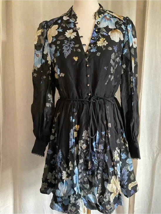 Ever New Mila Floral Mini Dress NWT US 8 Linen Blend Romantic Cottagecore