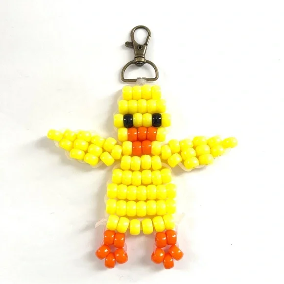 Handmade Baby Chick Beaded Keychain