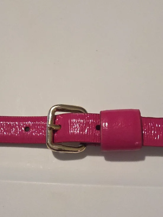 Pink Patent Leather Women’s Belt with Silver Buckle