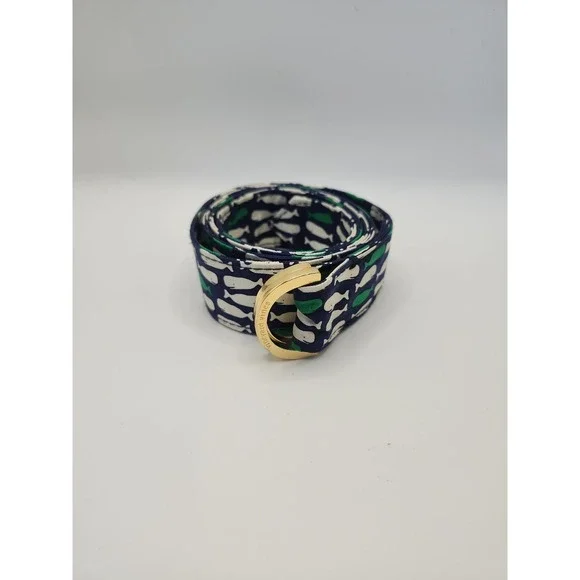 New Vineyard Vines Logo Womens Silk D-Ring Belt 1.5