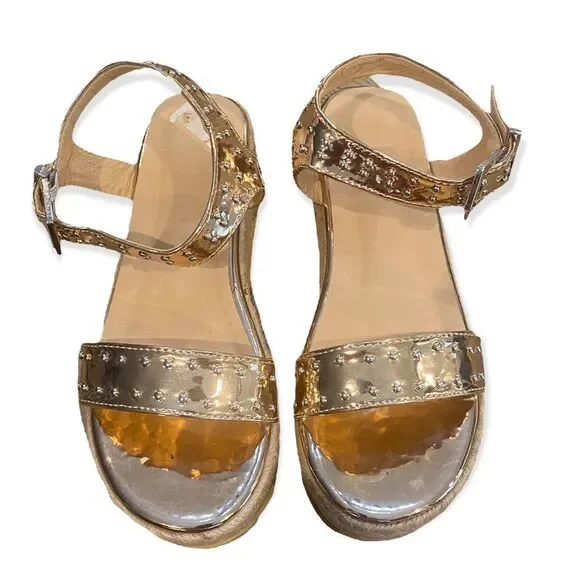 Pink Metallic Open Toe Strap Platform Boutique Summer Espadrille Sandals