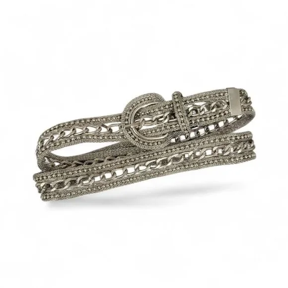 Vintage Silver Metallic Metal Chain Belt
