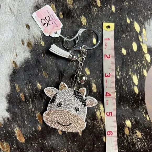 Blinged Cow Keychain.