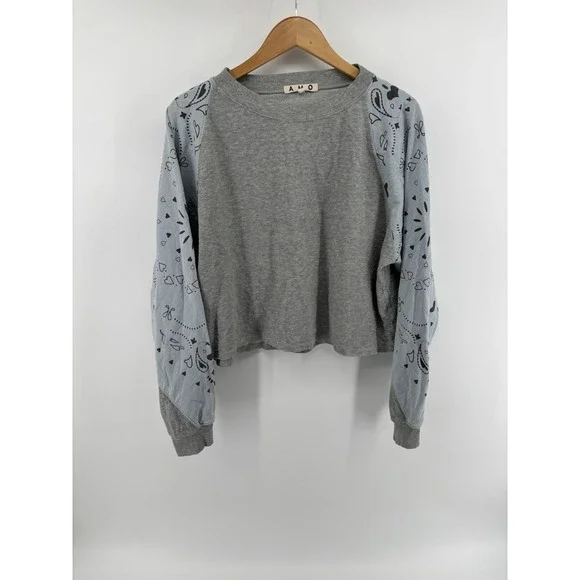 NWOT AMO Bandana Sleeve Crewneck Sweater Sz S Ltd Edition RARE Western Preppy