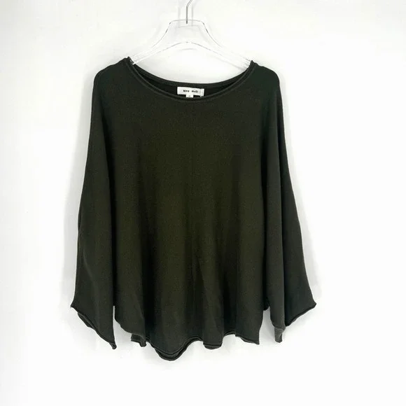 Meo Meli Sweater‎ Womens One Size Olive Green Relaxed Boxy Knit Cozy Forest