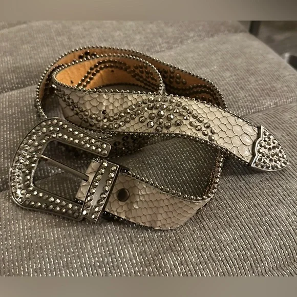 Rhinestones western belt gray size‎ medium