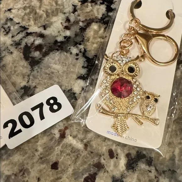 2078 Rhinestone, Owl Key Ring & Bag Charm