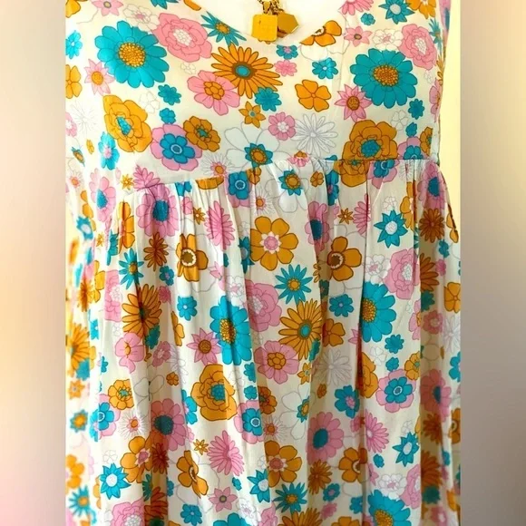 Keep Blooming Multicolor Floral Dress 💙💛💗