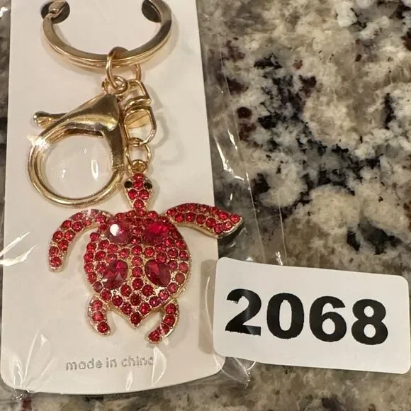 2068 Rhinestone, Turtle Key Ring & Bag Charm