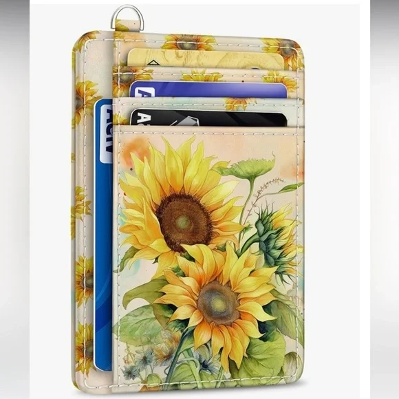 Credit Card Holder Slim Wallet, Sunflower RFID Wallet Women's (new)