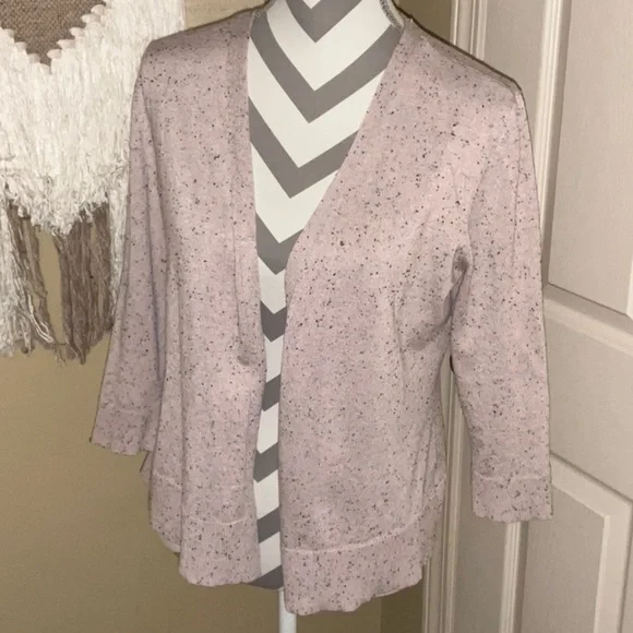 Pink Open Front Cardigan with Black Flecks by Verve Ami - Size Medium