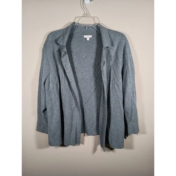 J.Jill Open Long Sleeve Gray Collared Womens Cardigan Size XL