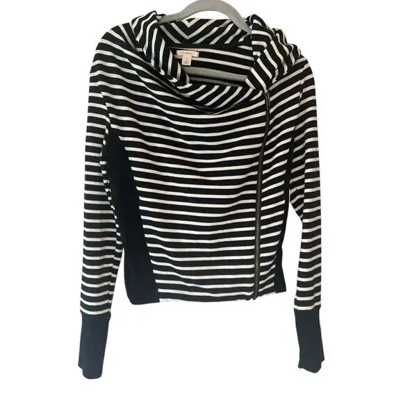 Caslon NWT Sz M Striped Full Zip Sweater