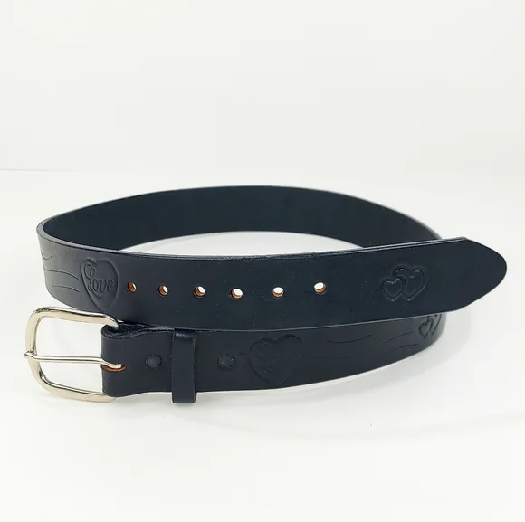 LEAH Personalized Custom Black Leather Belt 32