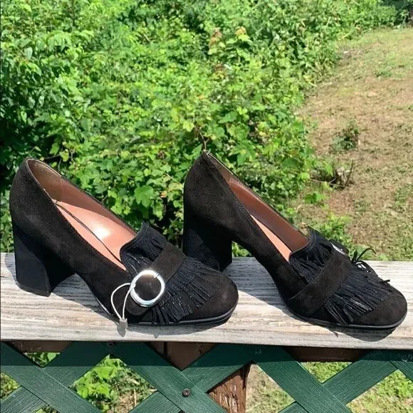 Vera Pelle Black Suede Shoes Sz 40 (10) NWOT