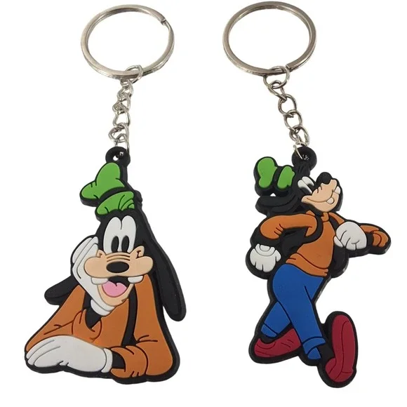 Disney Goofy Rubber Keychain Fob Set of 2 | Cartoon Character Bag‎ Charm