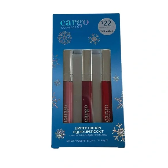 SALE Cargo Cosmetics Liquid Lipstick Kit Holiday Ltd. Edition Discontinued NWT