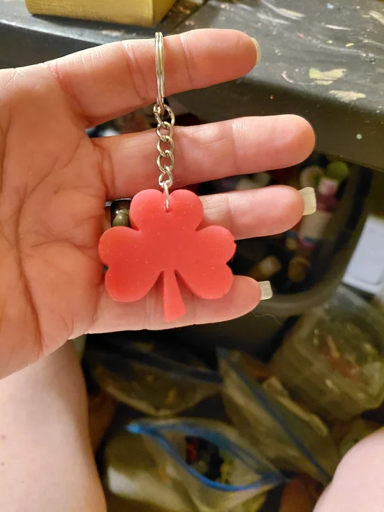 Red Clover Silicone Keychain Key & Card Holder