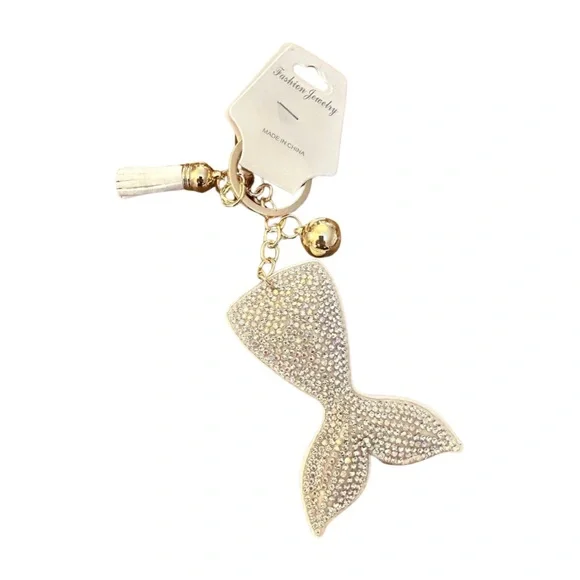 Sparkling White Mermaid‎ Tail Keychain