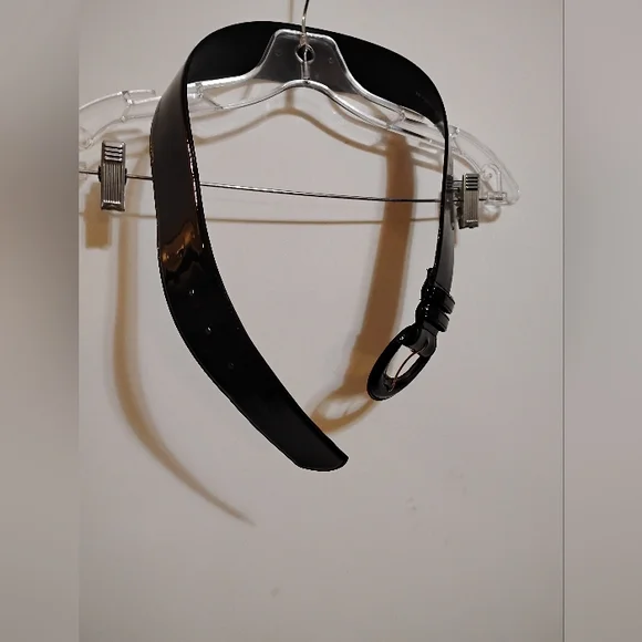 Retro Elegant Black Lacquer Wide Belt S