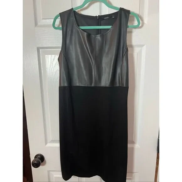 Peach Faux Leather Colorblock Sheath Dress | NWT | Size L
