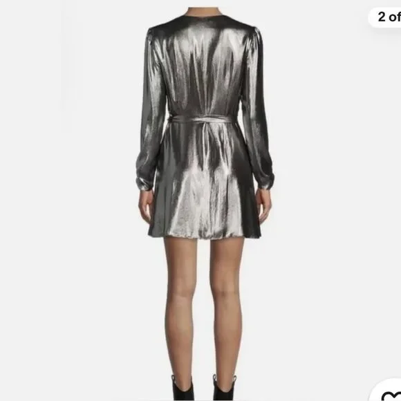NWT Gianni Bini Silver Metallic Party Dress (XS)