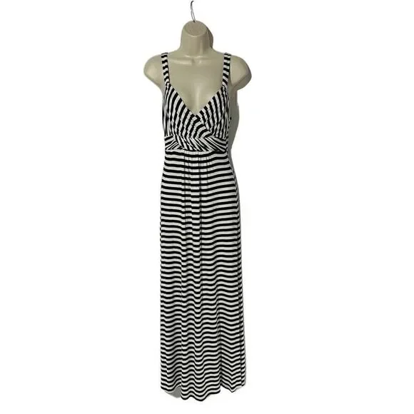 Boston Proper Women’s Black & White Stripped Maxi Dress Size XS