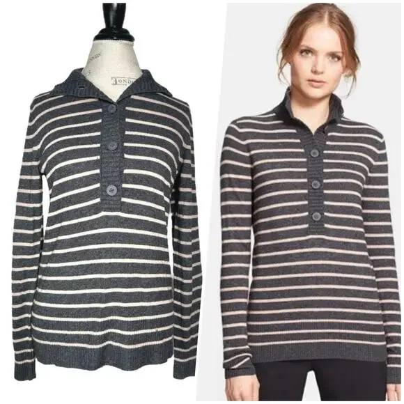 Tory Burch | Women | Wool Cashmere Blend Stripe LS Mock Neck Sweater | Small