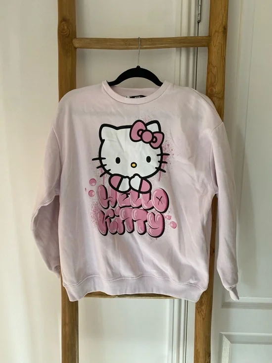 Hello Kitty Pink Graphic Oversized Crewneck Sweatshirt Size XS Y2K Anime Twee
